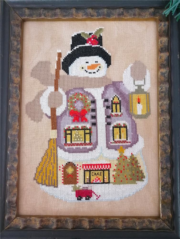 Twin Peak Snowman 2025 Counted Cross Stitch Pattern Leaflet by Twin Peak Primitives