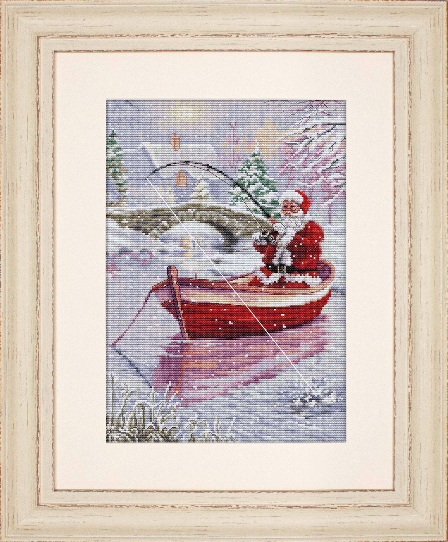 Santa Fishing Cross Stitch Kit Luca-S -BU5014