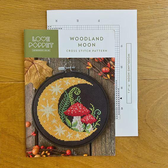 Woodland Moon Counted Cross Stitch Pattern Leaflet by Love Poppet - Printed Pattern