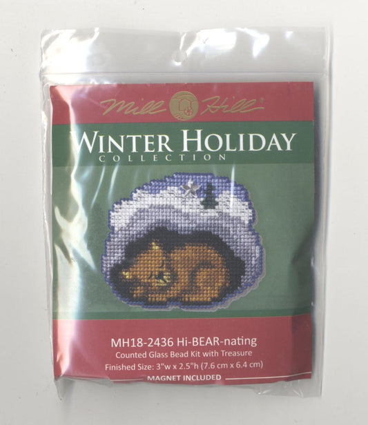 Mill Hill 2024 Winter Holiday Beaded Cross Stitch Ornament kit ~ Hi-BEAR-nating