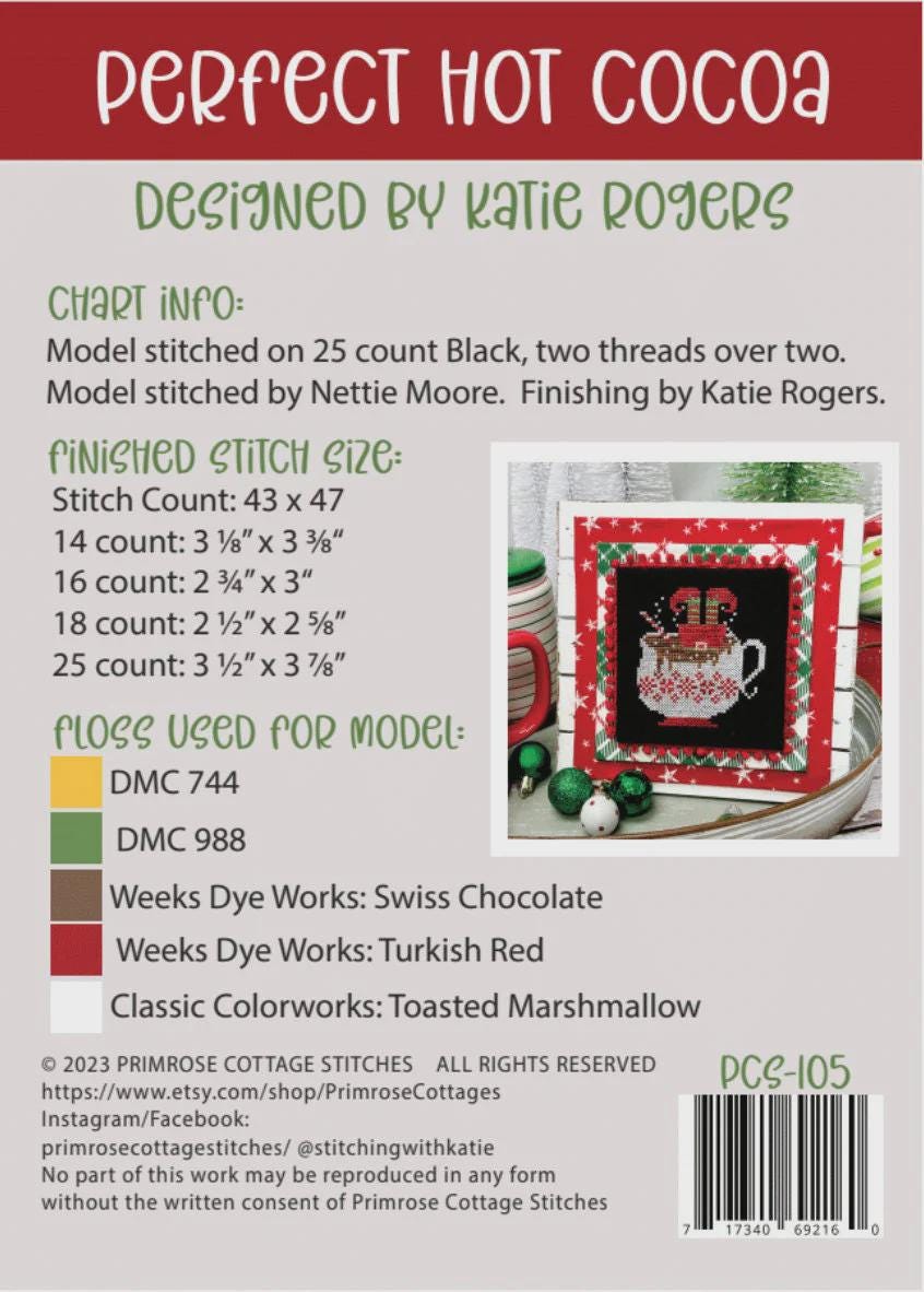 Primrose Cottage Stitches Counted Cross Stitch Chart ~ Perfect Hot Cocoa