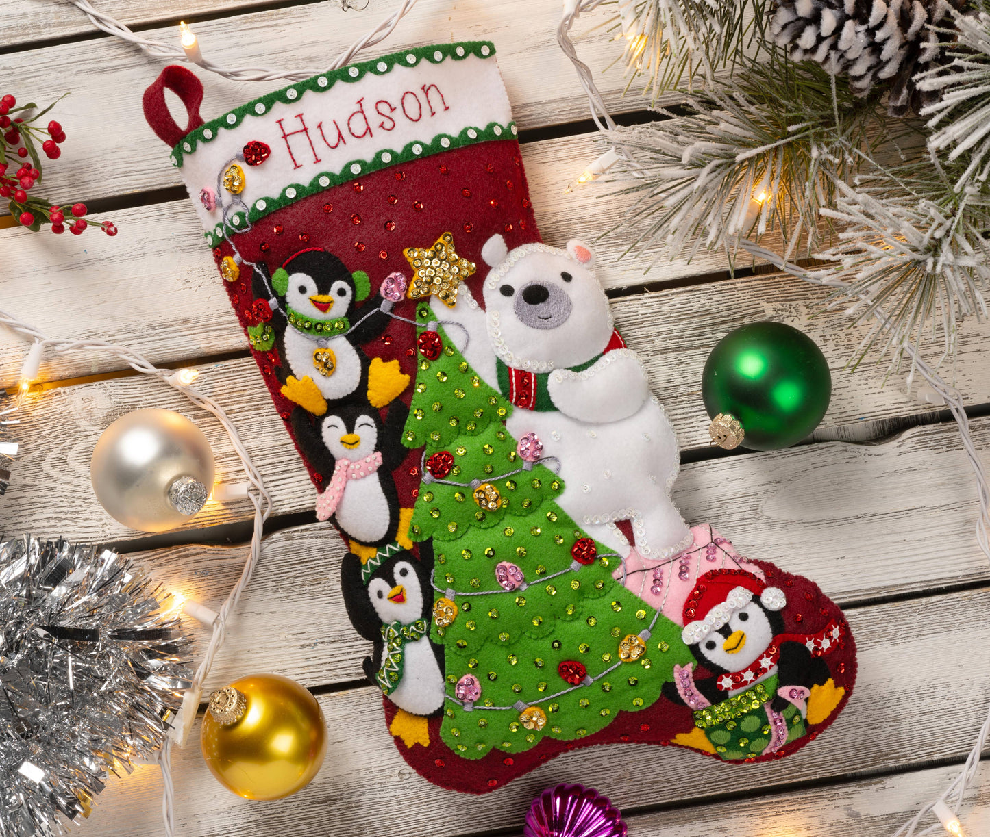 Bucilla® Seasonal Felt Stocking Kit - Arctic Tree Trimmers