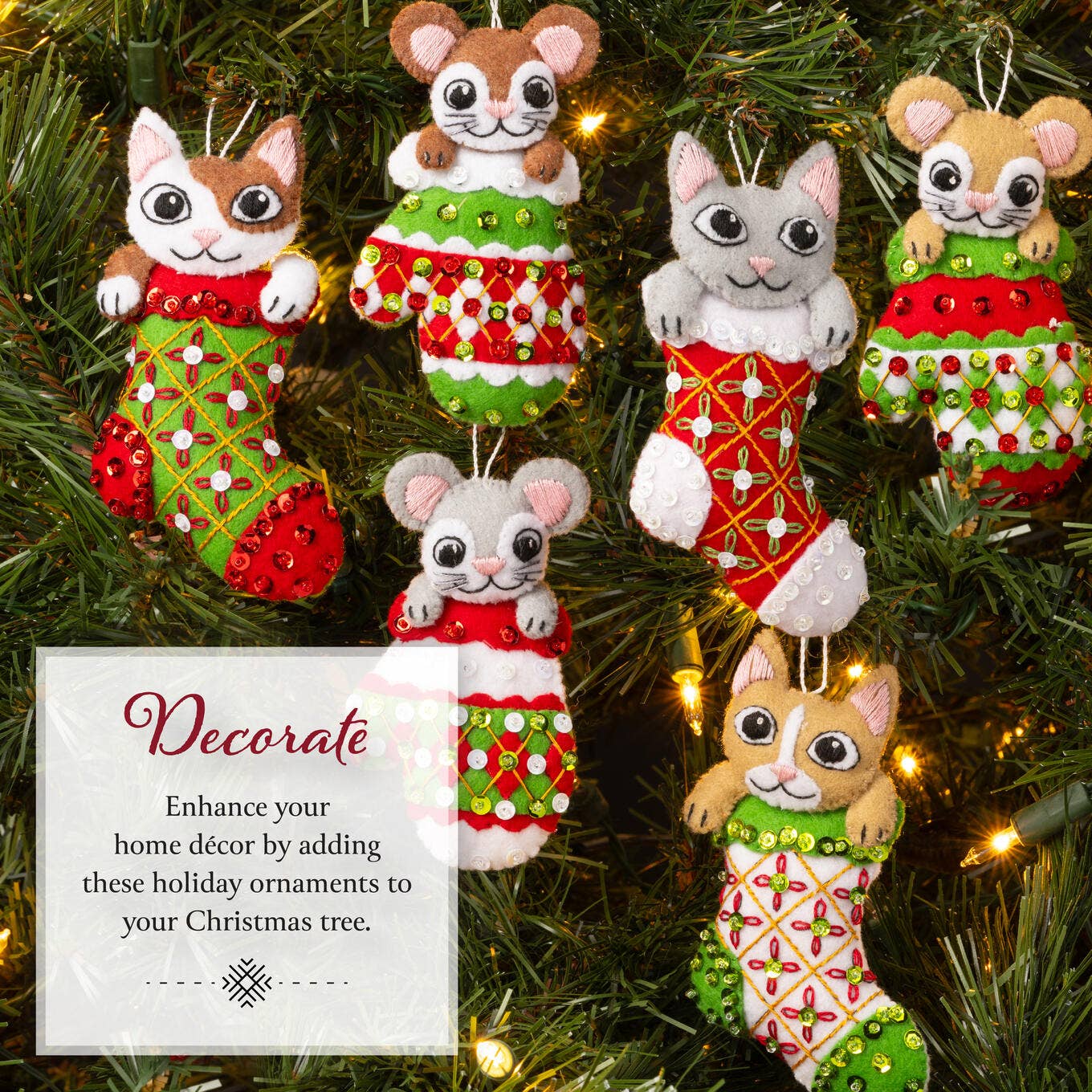 Bucilla ® Seasonal Felt Ornaments Kit - Paws & Whiskers