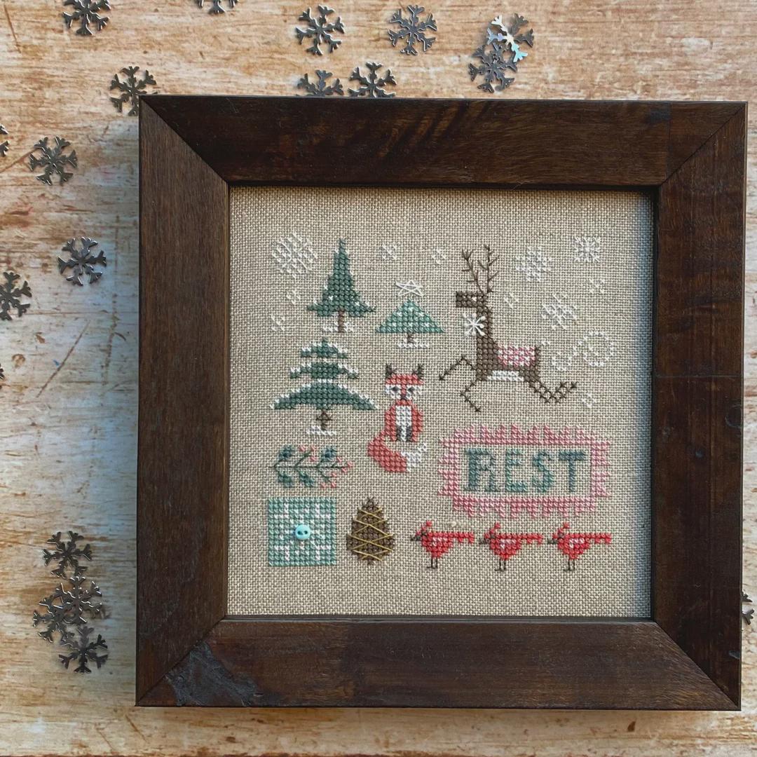 Doodles: Winter Counted Cross Stitch Pattern by Heart in Hand embellishment included - Printed pattern