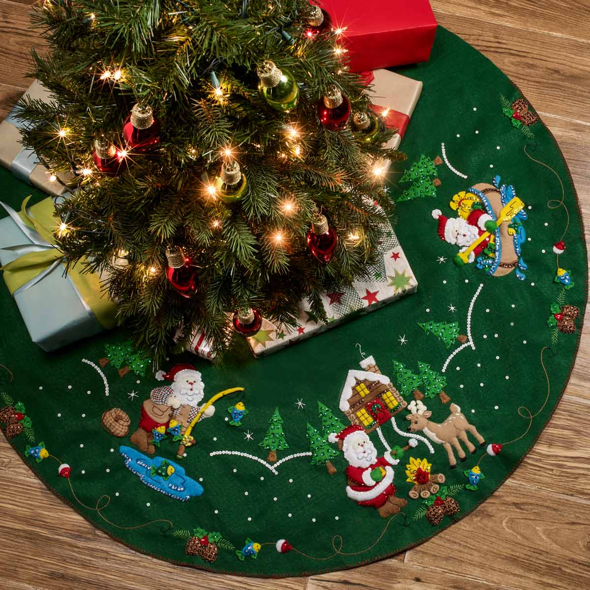 Bucilla ® Seasonal Felt Tree Skirt Kit - Lodge Santa
