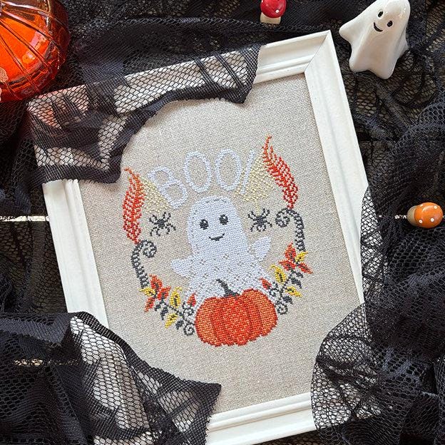 Boo Ghost Counted Cross Stitch Pattern Leaflet by Love Poppet - Printed Pattern