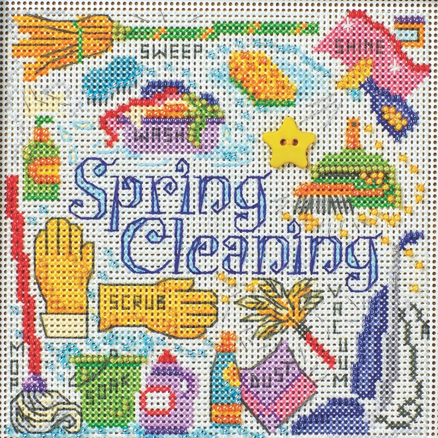 Mill Hill 2024 Spring Series Buttons & Beads Cross Stitch Kit ~ Spring Cleaning