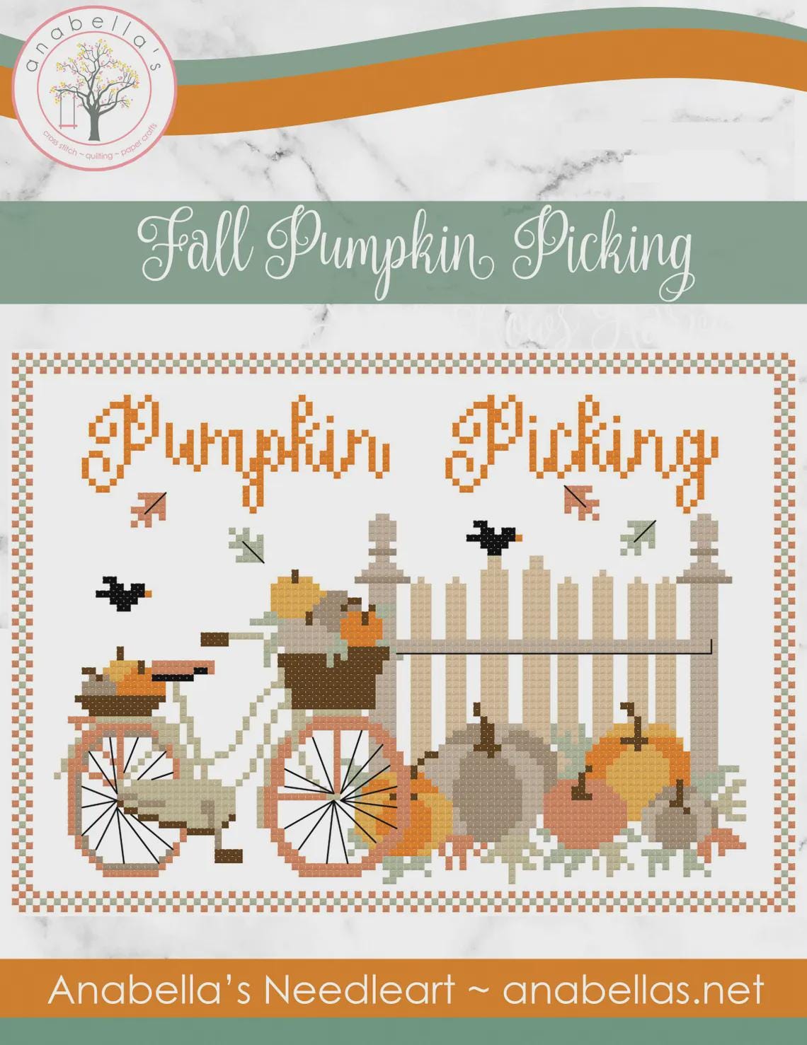 Pumpkin Picking counted cross stitch pattern by Anabella's  - Printed Pattern
