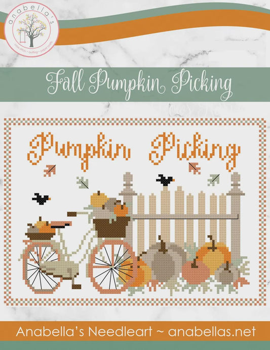 Pumpkin Picking counted cross stitch pattern by Anabella's  - Printed Pattern