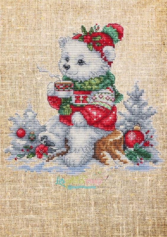 Christmas Bear 2024 counted cross stitch pattern by Les petites Croix de Lucie