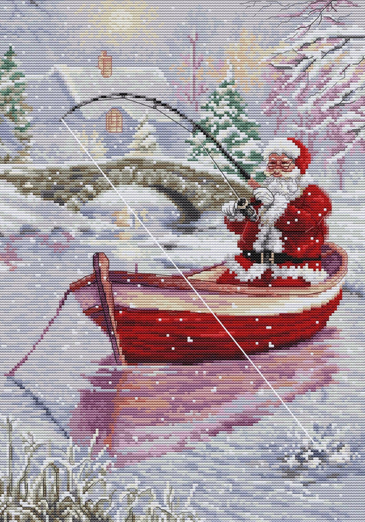 Santa Fishing Cross Stitch Kit Luca-S -BU5014