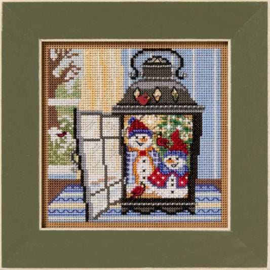 Snowman Lantern Mill Hill 2025 Winter Series Buttons and Bead Cross Stitch Kit MH142536