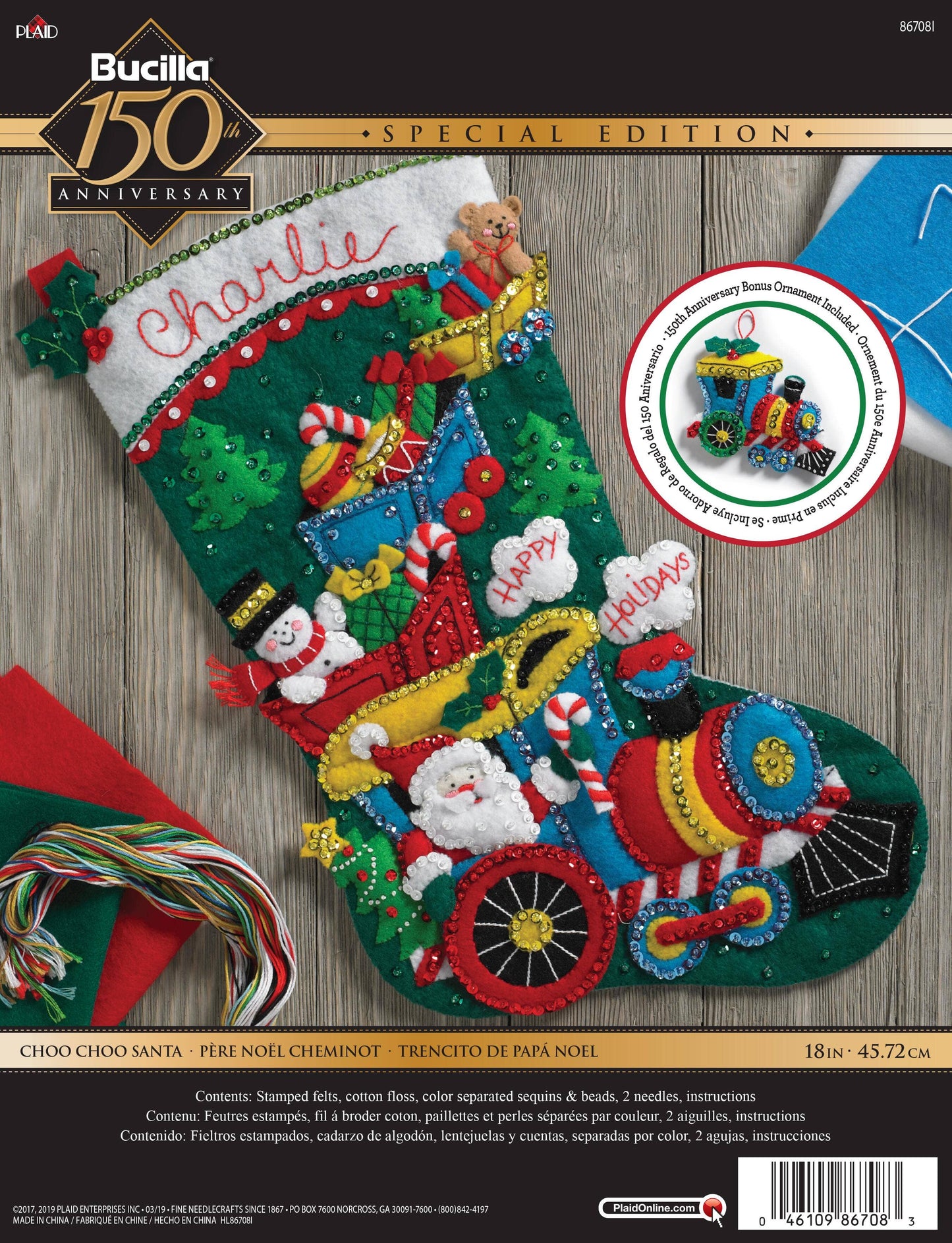 Bucilla ® Seasonal Felt Stocking Kit - Choo Choo Santa