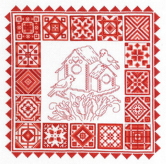 Redwork Quilt Counted Cross Stitch Pattern by Ursula Michael #2884 - Printed Pattern