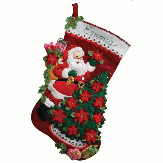 Bucilla ® Seasonal Felt Stocking Kit - Santa Poinsettia