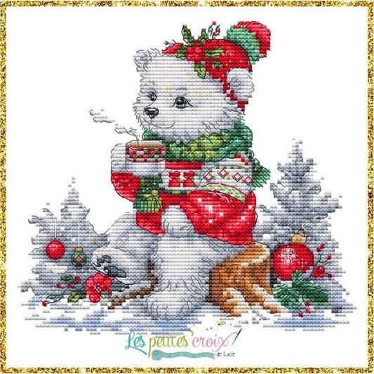 Christmas Bear 2024 counted cross stitch pattern by Les petites Croix de Lucie