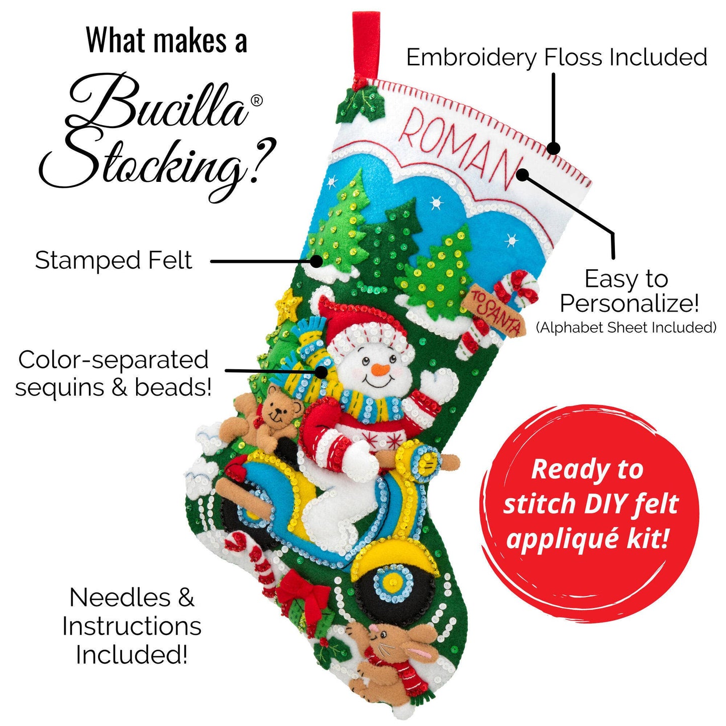 Bucilla® Seasonal Felt Stocking Kit - Snow Angel Friends