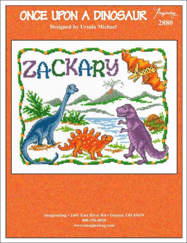Ursula Michael Counted Cross Stitch Chart ~ Once Upon a Dinosaur ~