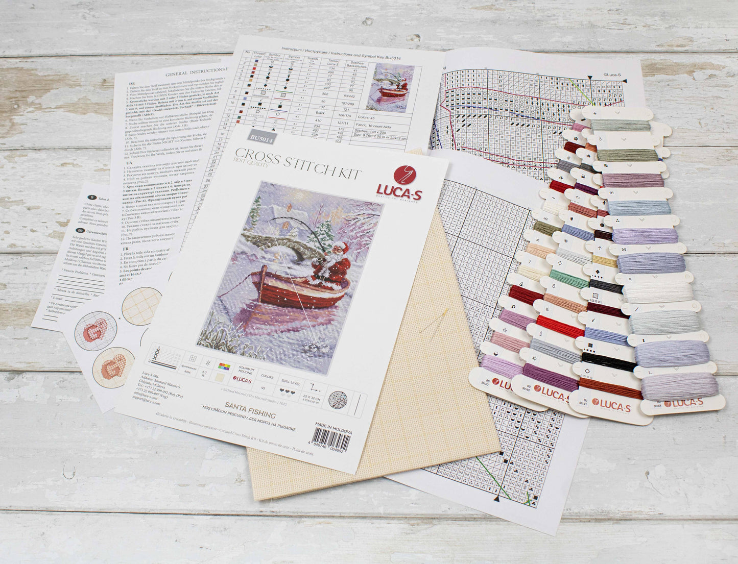 Santa Fishing Cross Stitch Kit Luca-S -BU5014
