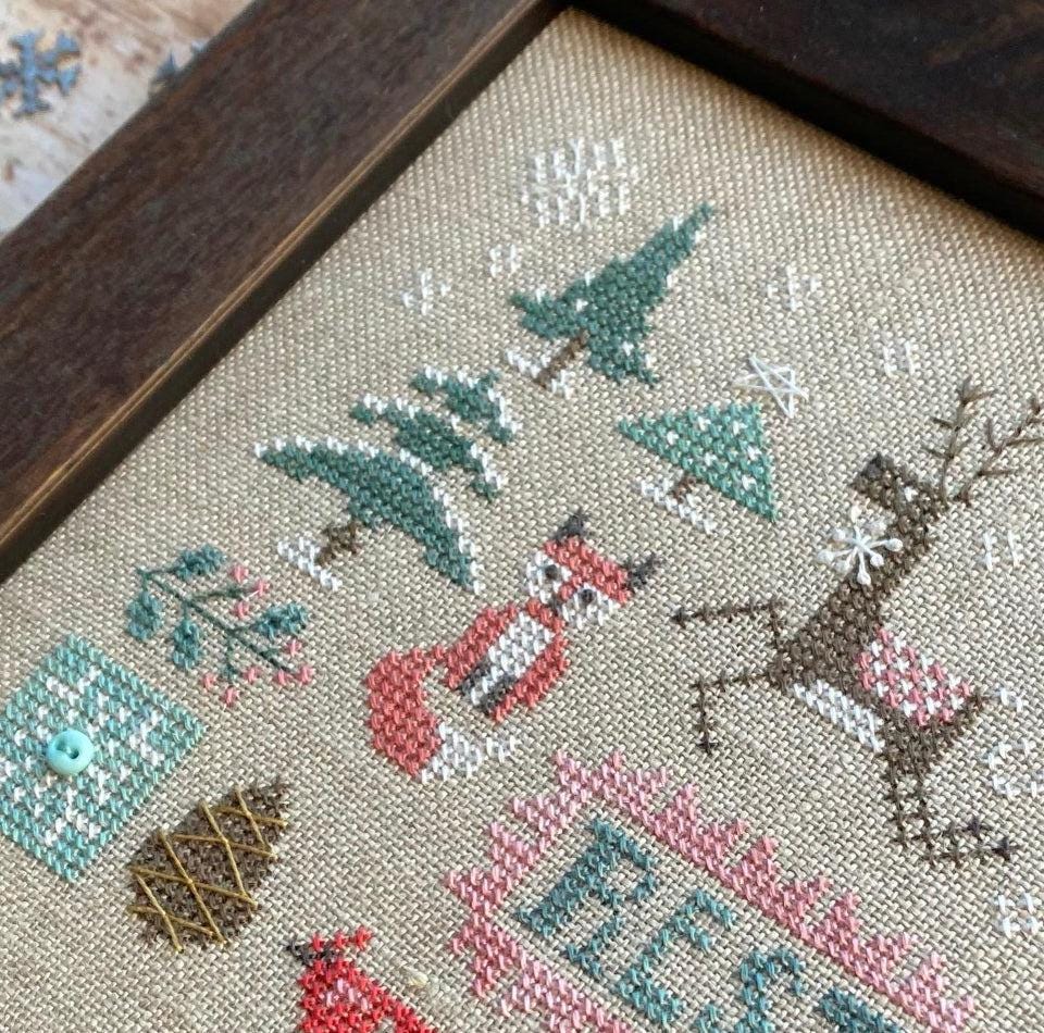 Doodles: Winter Counted Cross Stitch Pattern by Heart in Hand embellishment included - Printed pattern