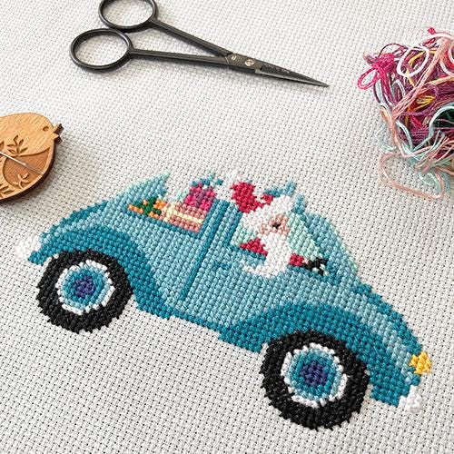 Driving Home For Christmas Counted Cross Stitch Pattern Leaflet by Love Poppet - Printed Pattern
