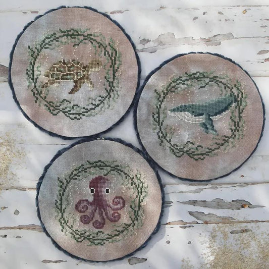 Sea Animals Trio Counted Cross Stitch Pattern from Puntini Puntini