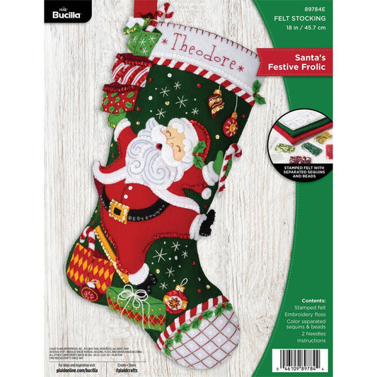 Bucilla® Seasonal Felt Stocking Kit - Santa’s Festive Frolic