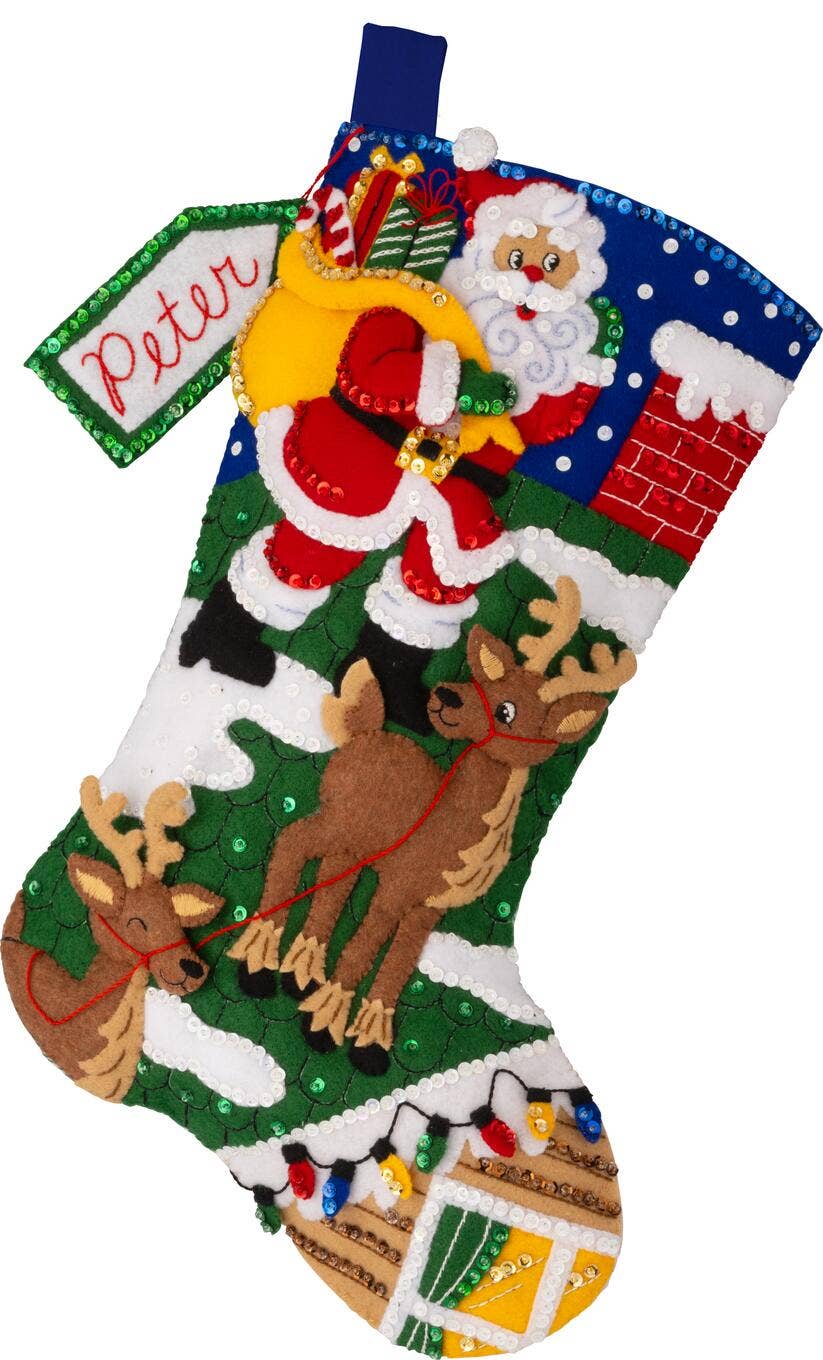 Bucilla ® Seasonal Felt Stocking Kit - Rooftop Santa