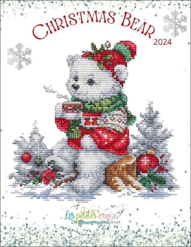 Christmas Bear 2024 counted cross stitch pattern by Les petites Croix de Lucie