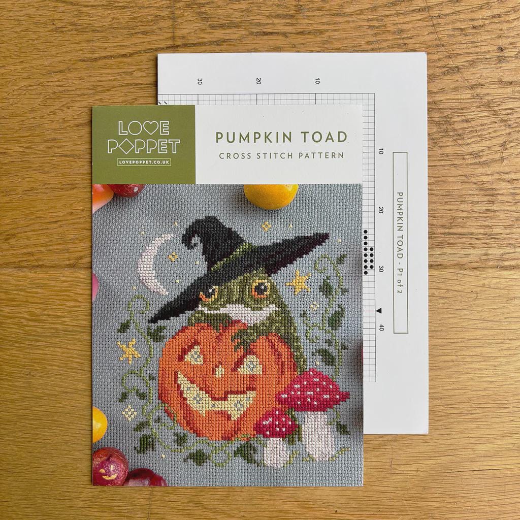 Pumpkin Toad Counted Cross Stitch Pattern Leaflet by Love Poppet - Printed Pattern