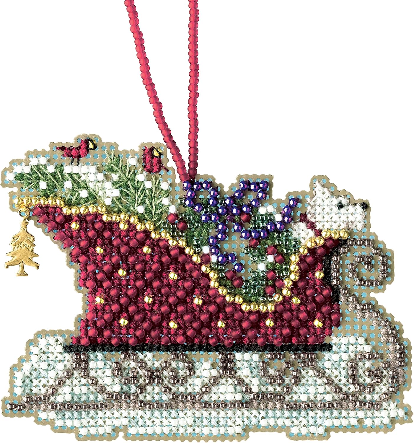 Evergreen Sleigh Beaded Cross Stitch Kit by Mill Hill