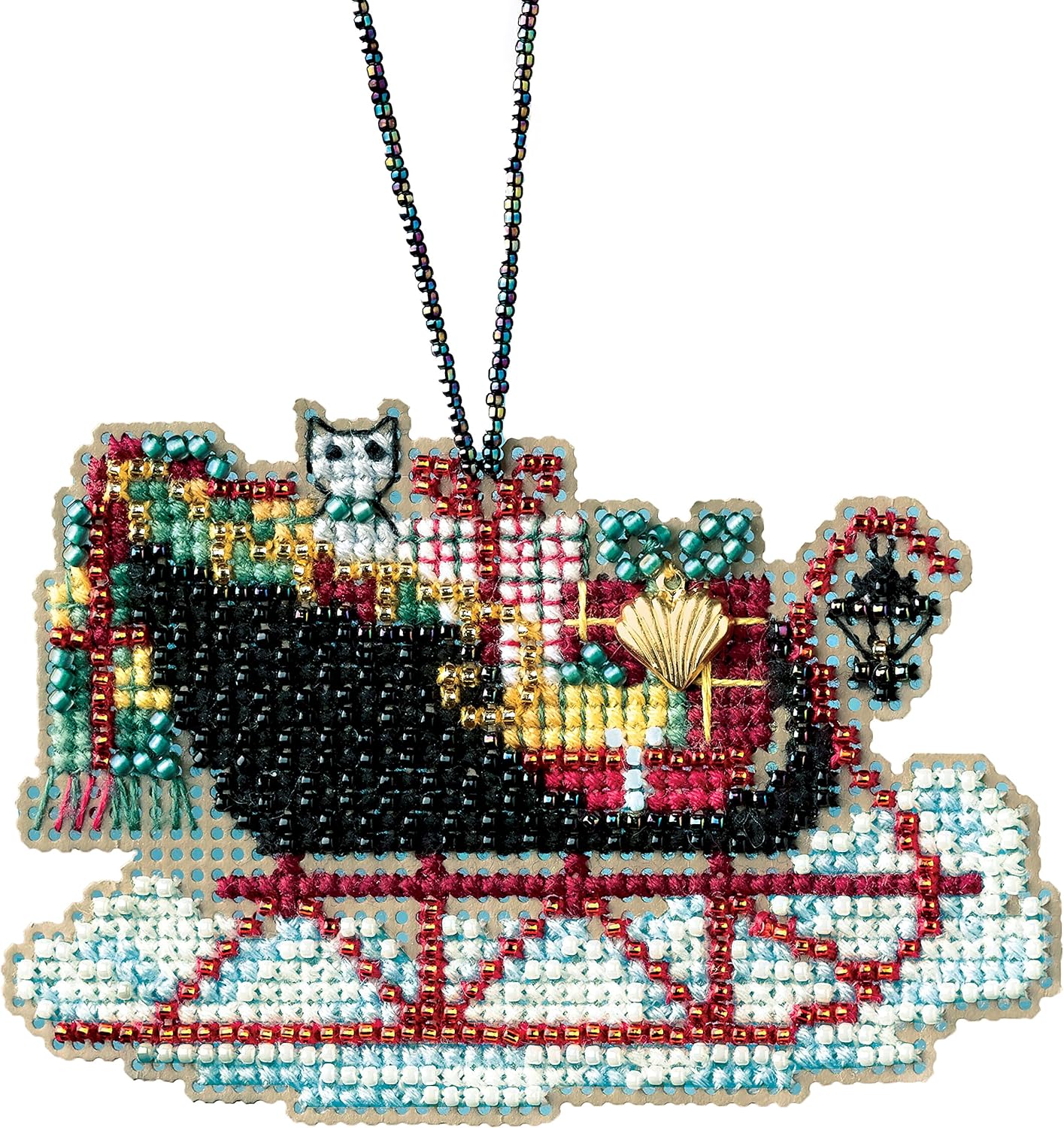 Vintage Sleigh Beaded Cross Stitch Kit by Mill Hill