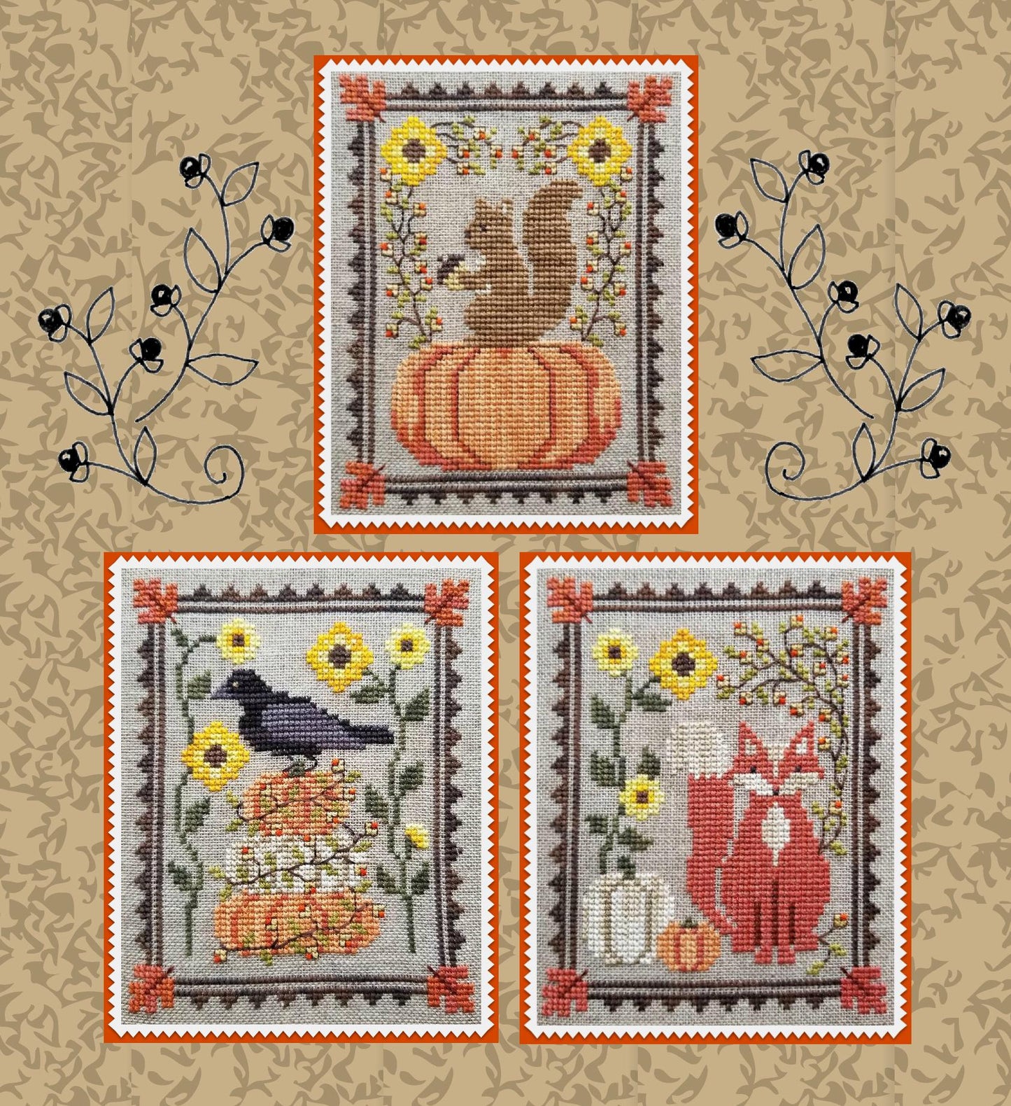 Bittersweet Trio Counted Cross Stitch Pattern by Waxing Moon Designs #200 Hardcopy printed pattern