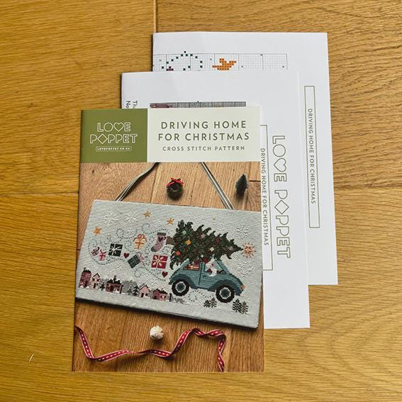 Driving Home For Christmas Counted Cross Stitch Pattern Leaflet by Love Poppet - Printed Pattern