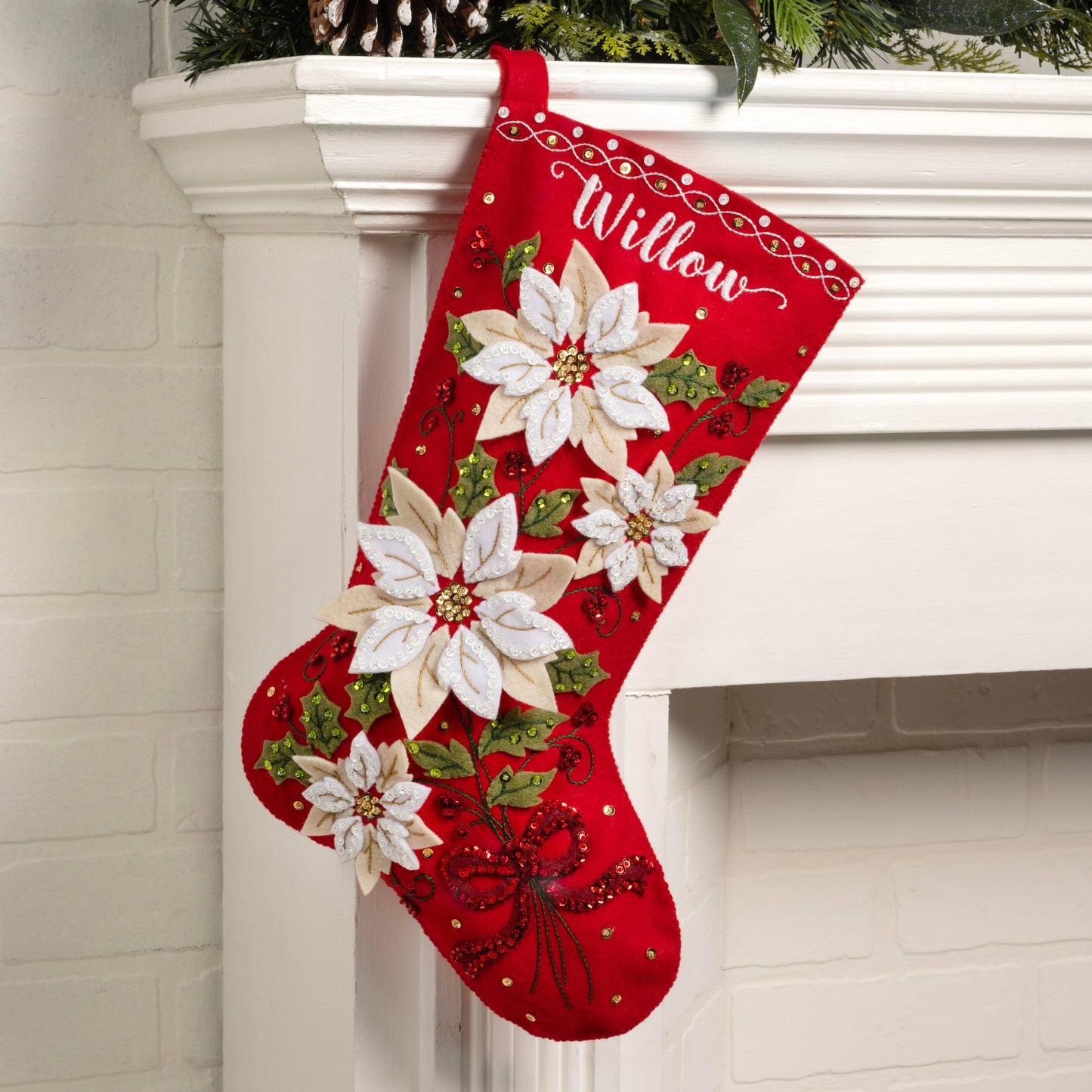 Bucilla ® Seasonal Felt Stocking Kit - Posh Poinsettia