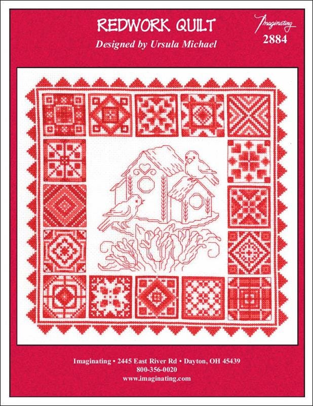 Redwork Quilt Counted Cross Stitch Pattern by Ursula Michael #2884 - Printed Pattern