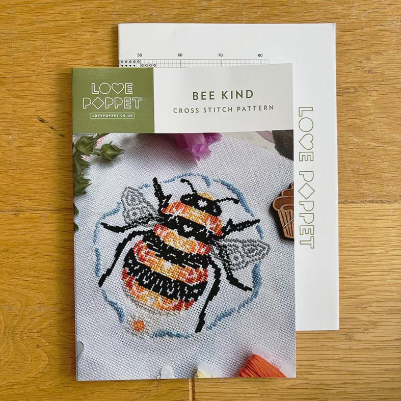 Bee Kind Counted Cross Stitch Pattern Leaflet by Love Poppet - Printed Pattern