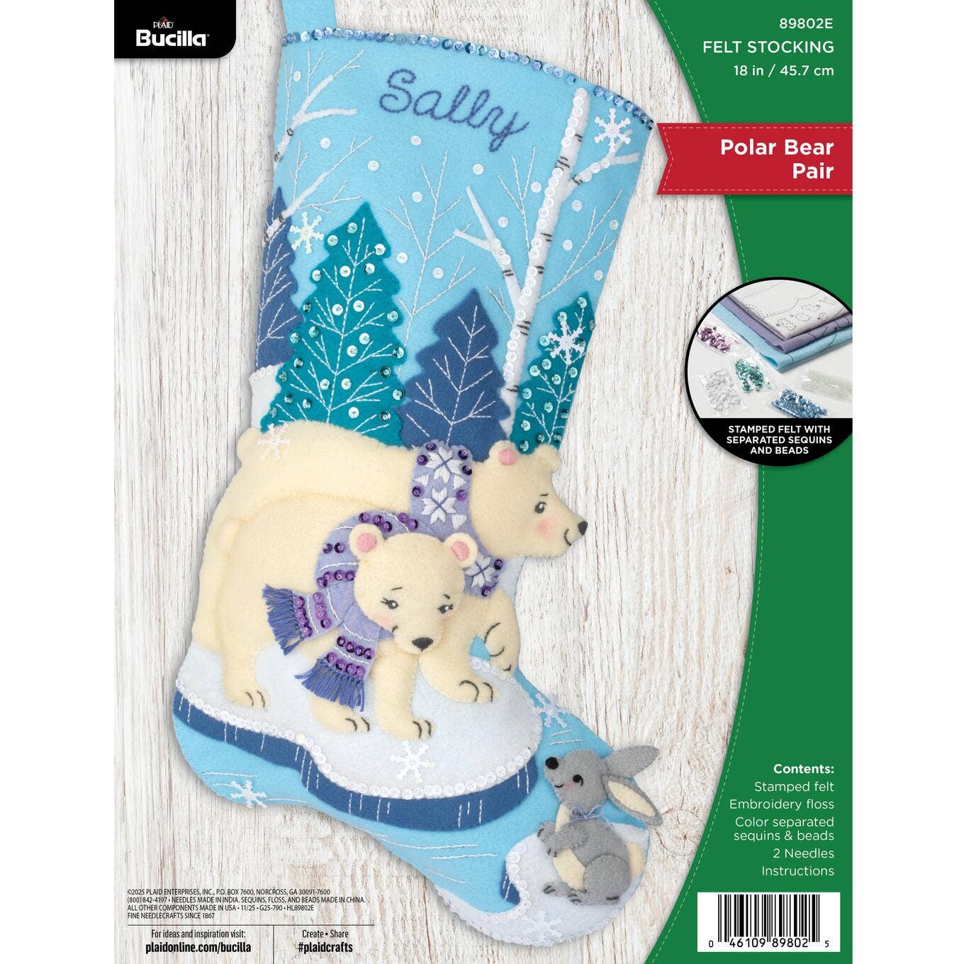 Bucilla® Polar Bear Pair Seasonal Felt Stocking Kit - 89802E