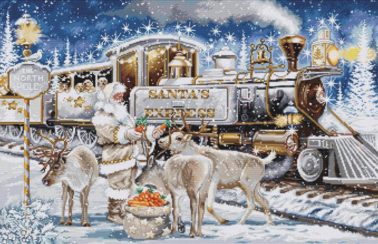 Santa's Express White Counted Cross Stitch Kit Luca-S Gold - BU5038