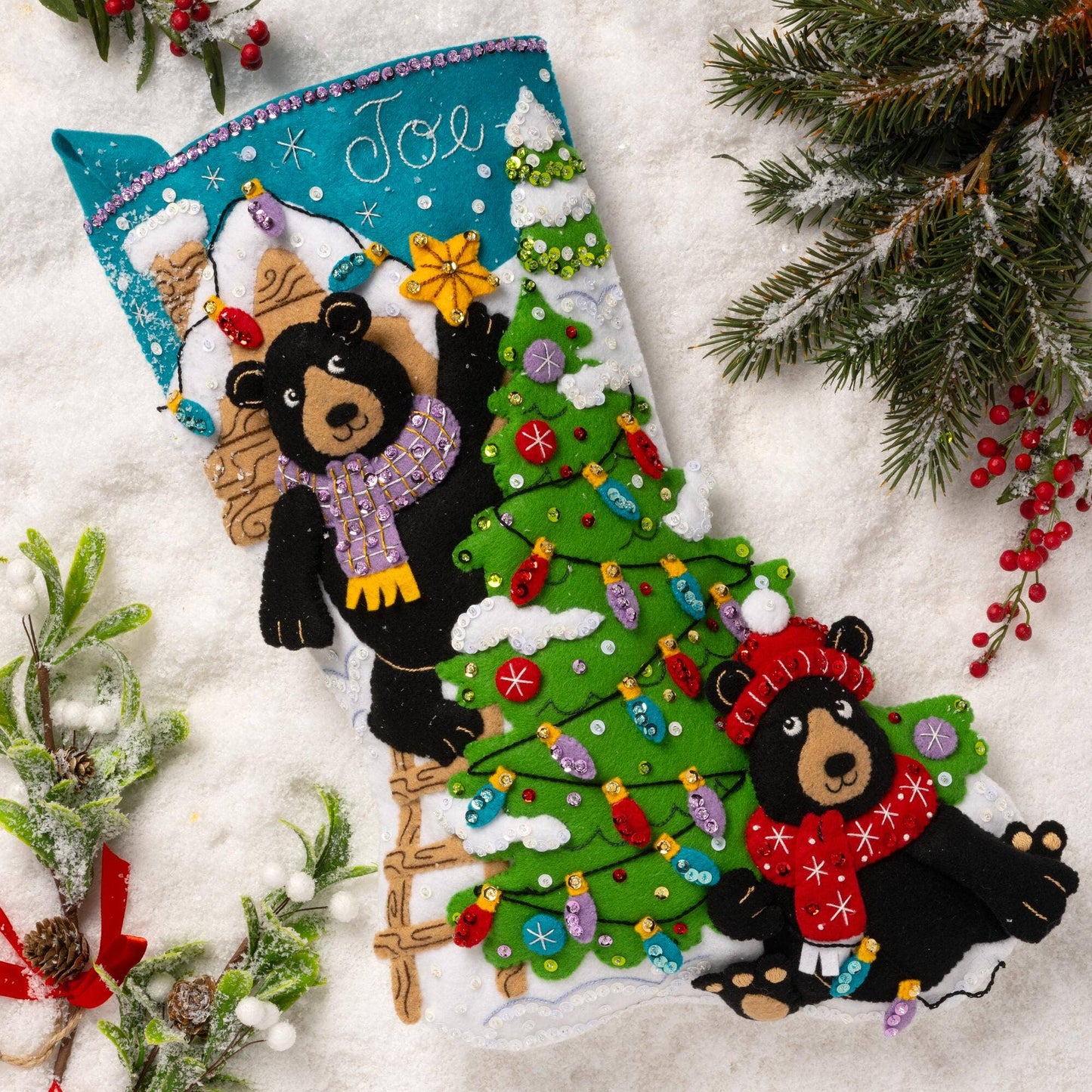 Bucilla ® Seasonal Felt Stocking Kit - Holiday Black Bears