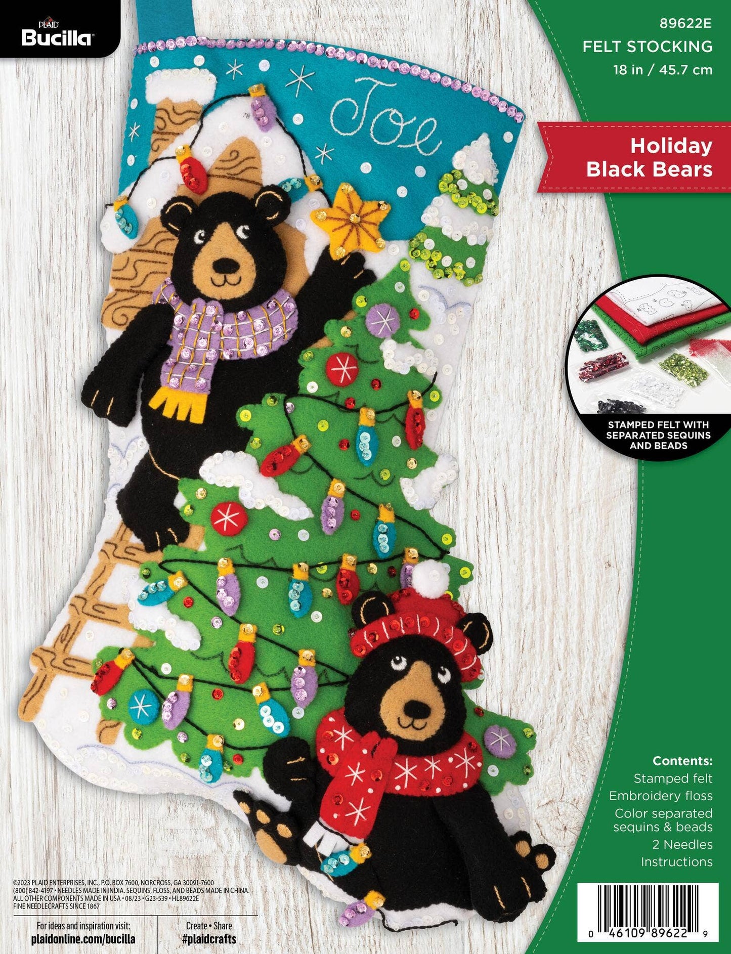Bucilla ® Seasonal Felt Stocking Kit - Holiday Black Bears