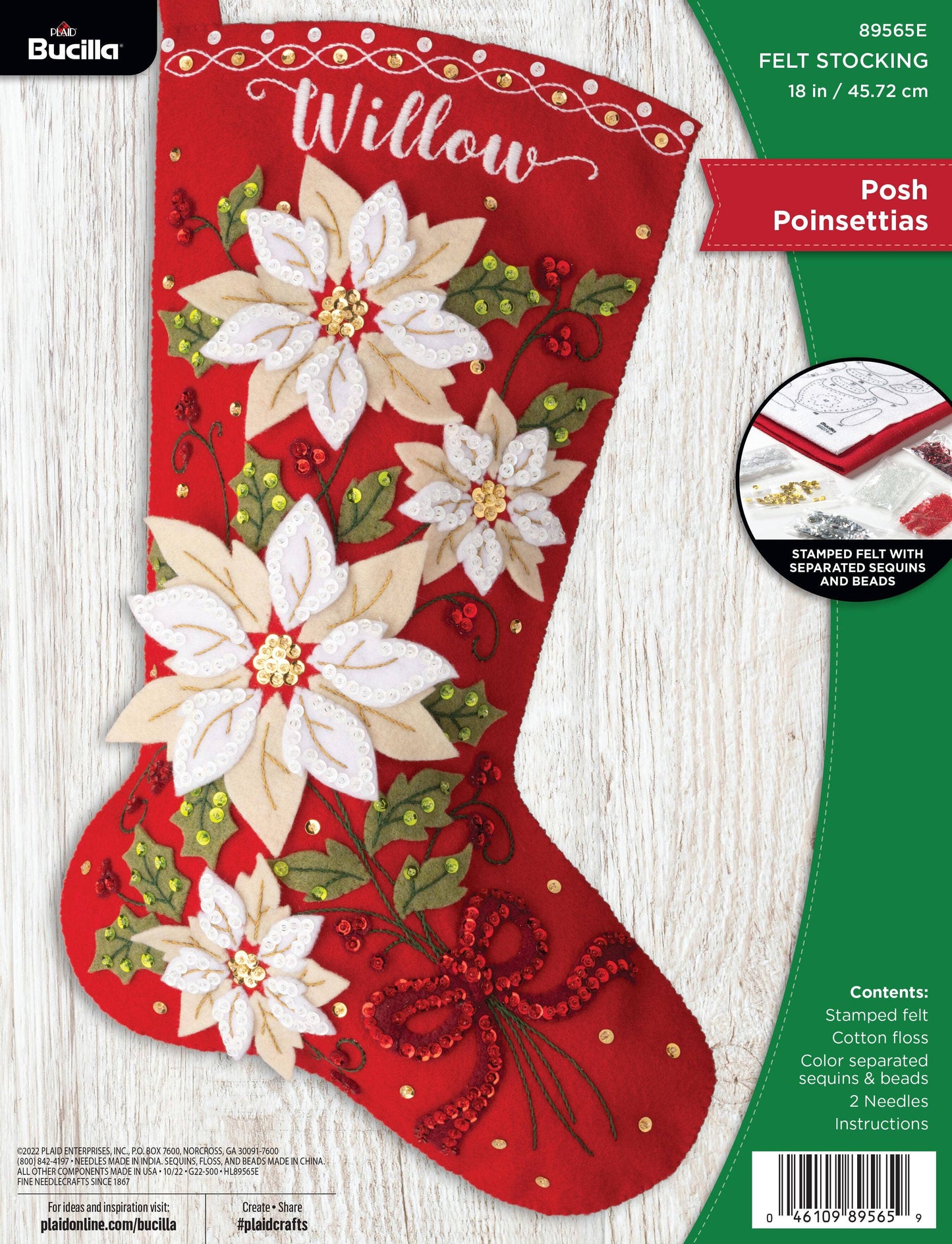 Bucilla ® Seasonal Felt Stocking Kit - Posh Poinsettia