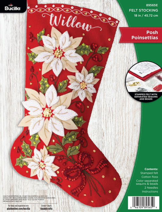Bucilla ® Seasonal Felt Stocking Kit - Posh Poinsettia