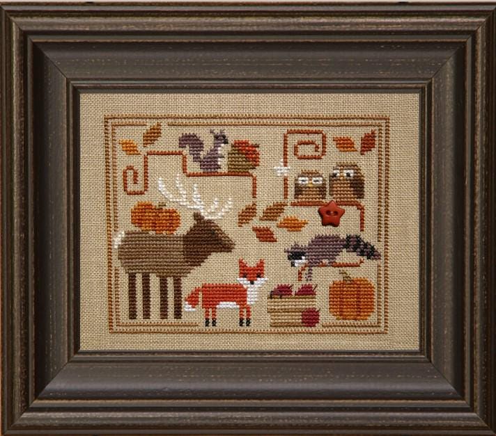 Bent Creek Counted Cross Stitch Pattern ~ Oodles of Autumn ~ Printed Pattern with Embellishment Button
