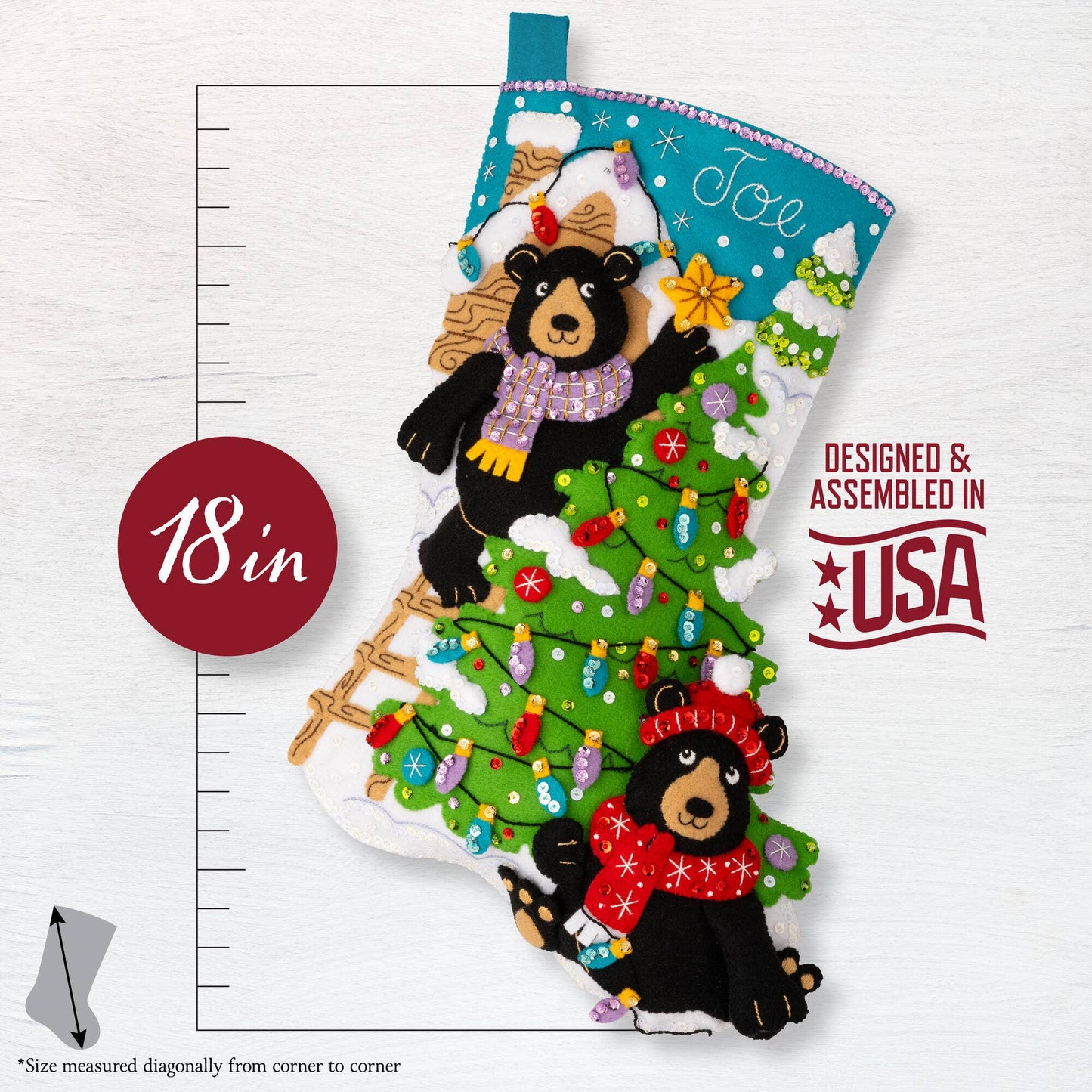 Bucilla ® Seasonal Felt Stocking Kit - Holiday Black Bears