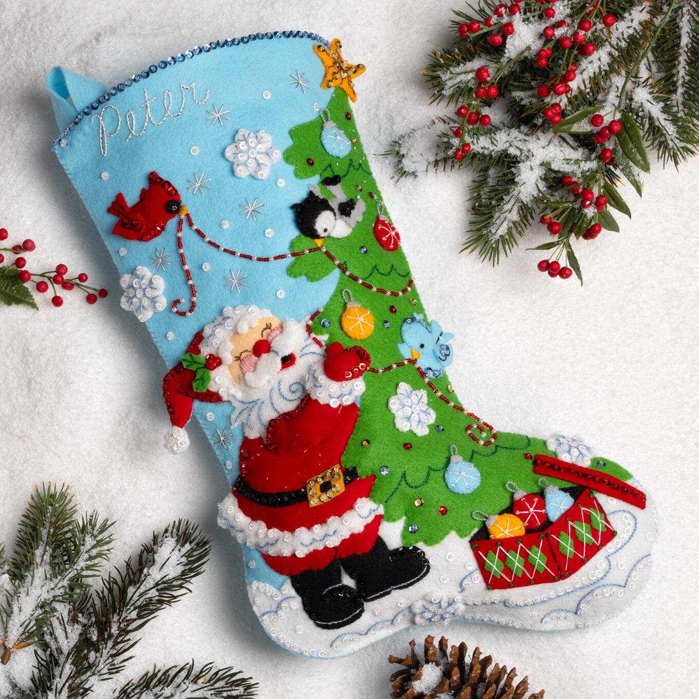 Bucilla® Seasonal Felt Stocking Kit - Trimming with Tweets ~ 89795E