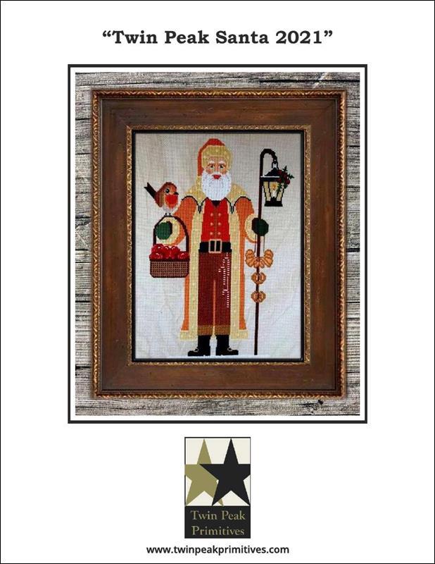 Twin Peak Santa 2021 Counted Cross Stitch Pattern Leaflet by Twin Peak Primitives