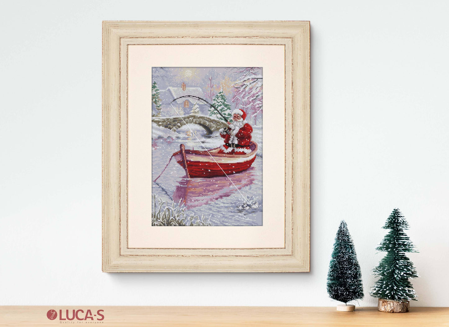 Santa Fishing Cross Stitch Kit Luca-S -BU5014