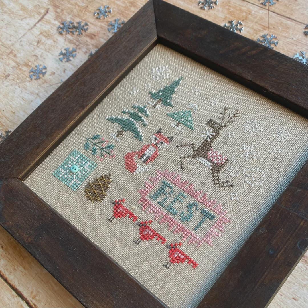Doodles: Winter Counted Cross Stitch Pattern by Heart in Hand embellishment included - Printed pattern